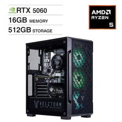 NVIDIA RTX 5060
16GB MEMORY
512GB STORAGE
AMD RYZEN 5
VELZTORM CUSTOM DESKTOPS