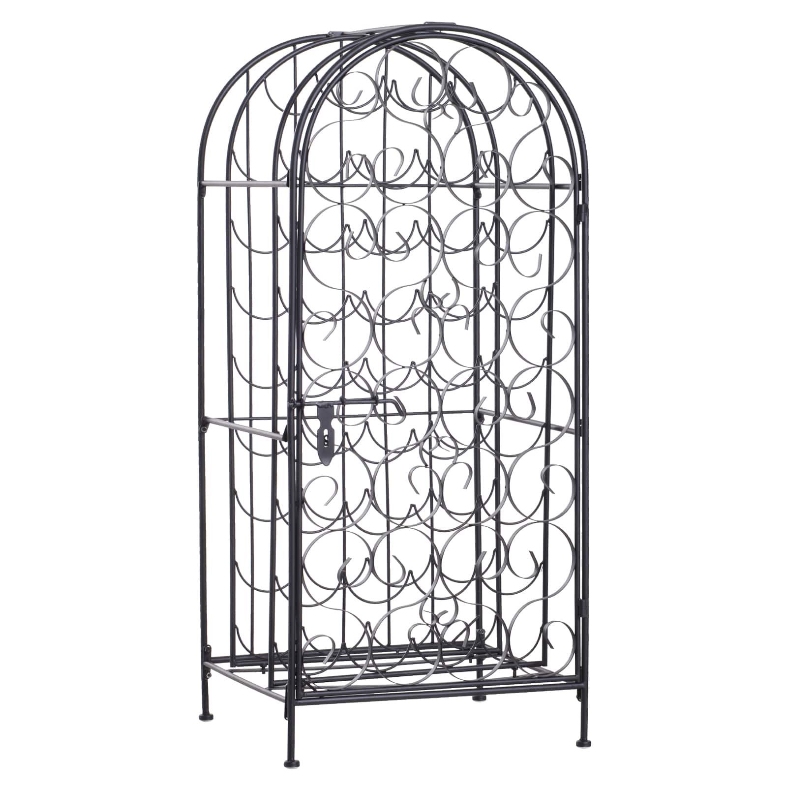 Homcom - 35 Bottle Wrought Iron Wine Rack Cabinet with Lock