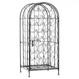 Homcom - 35 Bottle Wrought Iron Wine Rack Cabinet with Lock