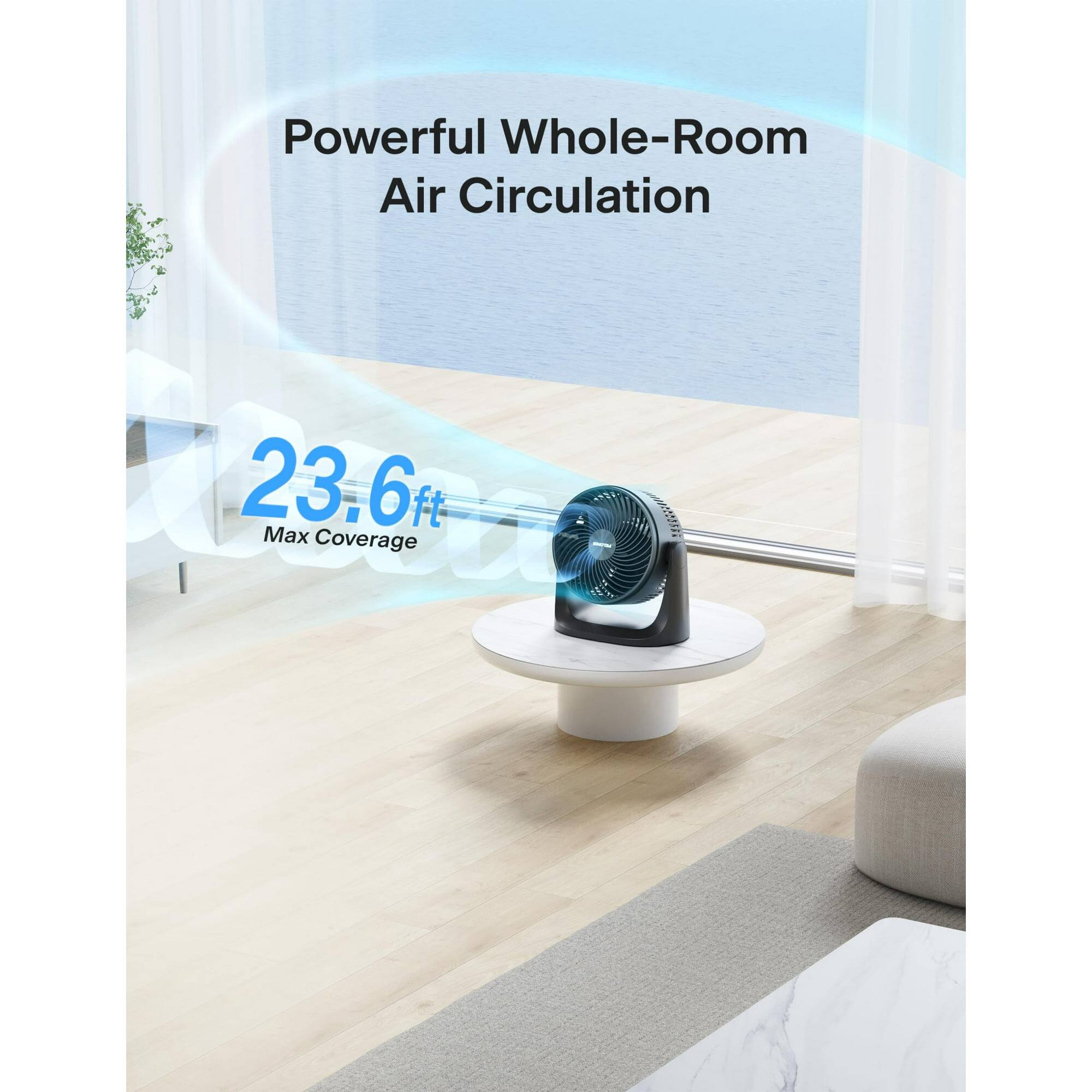 Powerful Whole-Room Air Circulation

23.6 ft Max Coverage
