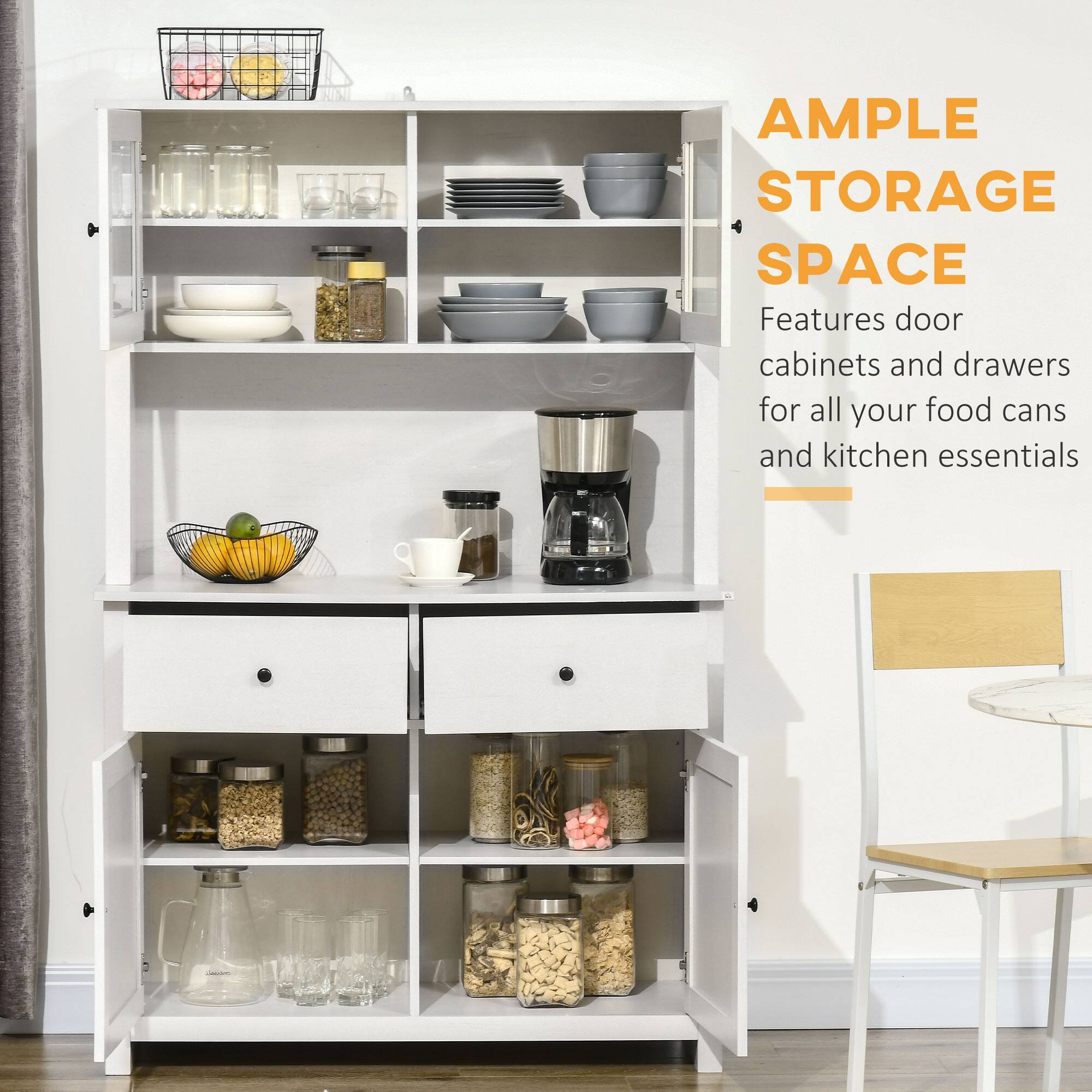 AMPLE STORAGE SPACE  
Features door cabinets and drawers for all your food cans and kitchen essentials