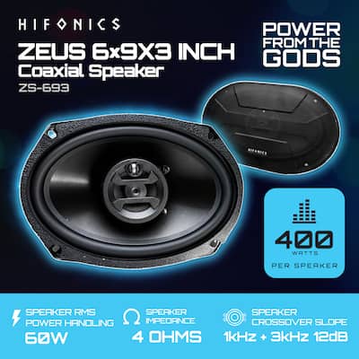 Hifonics Zeus 800 Watt 6 x 9 Inch 3 Way Car Audio Coaxial Speakers Hifonics Zeus 800 Watt 6 x 9 Inch 3 Way Car Audio Coaxial Speakers