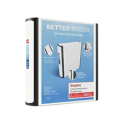 "Staples - 2"" 3-Ring Better Binder, D-Ring - White" price history on PriceWatchPro