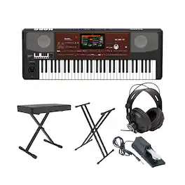FocusProAudio - Korg PA700OR 61-Key Professional Arranger Keyboard Bench and Accessory Bundle