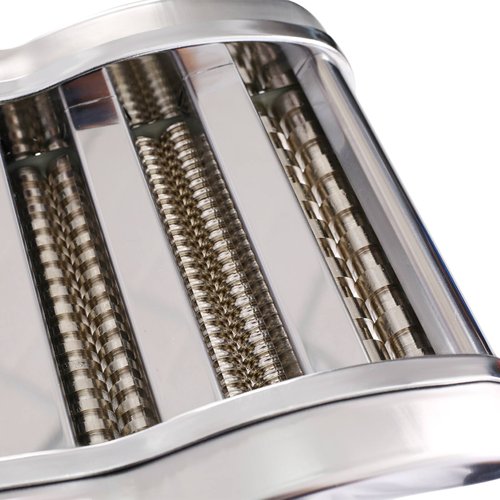 Left. Dexmalle - Dexmalle 3 Blades Electric Pasta Making Machine -Thickness Adjustable-Stainless Steel-2.5mm Round+4mm Flat+9mm Wide - Silver.