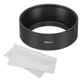Unique Bargains - 49mm Standard Focus Frosted Anti-reflective Lens Hood with Cloth for Nikon/Fuji/Pentax/Leica - Black