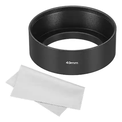 Front. Unique Bargains - 49mm Standard Focus Frosted Anti-reflective Lens Hood with Cloth for Nikon/Fuji/Pentax/Leica - Black.