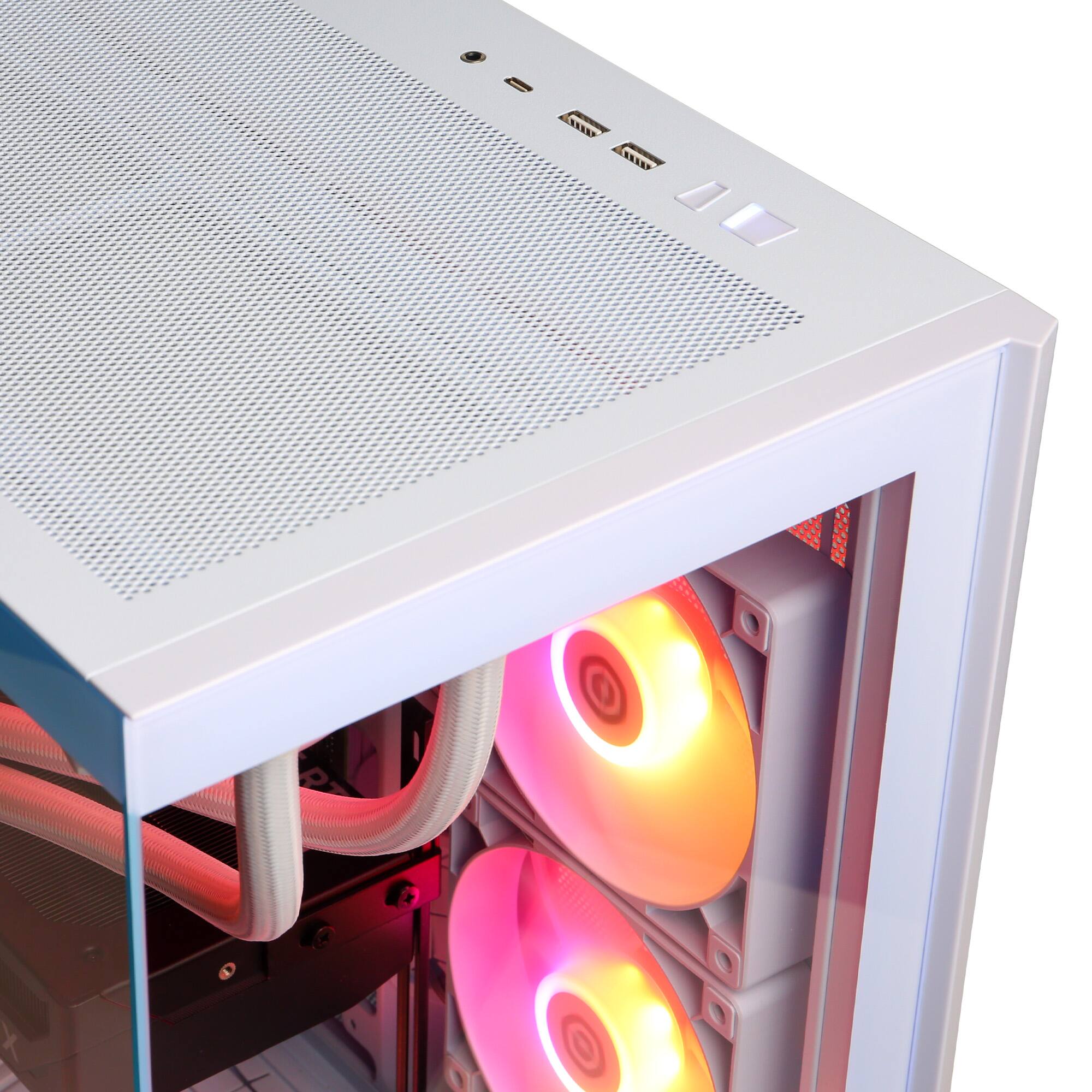 Alt View 3. CyberPowerPC - Gaming Desktop - AMD Ryzen 9 9950X3D2 - NVIDIA GeForce RTX 5080 16GB - 64GB DDR5 - 4TB PCIe 4.0 SSD - White.