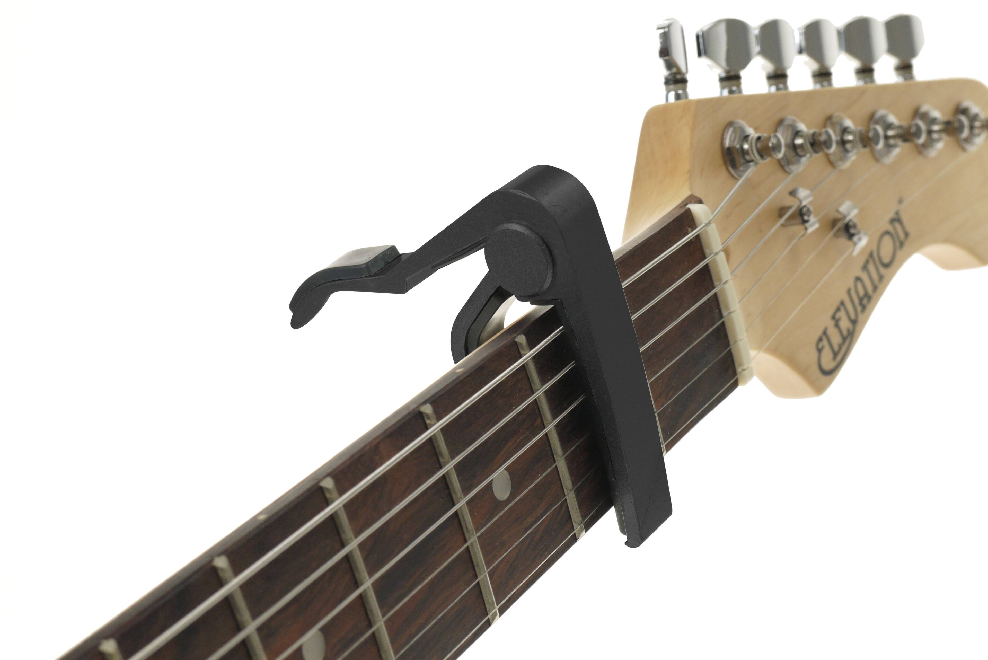 Angle. Rockjam - RockJam Black Guitar Capo  Cast Aluminum Spring-Loaded Capo For Acoustic & Electric Guitars - Black.