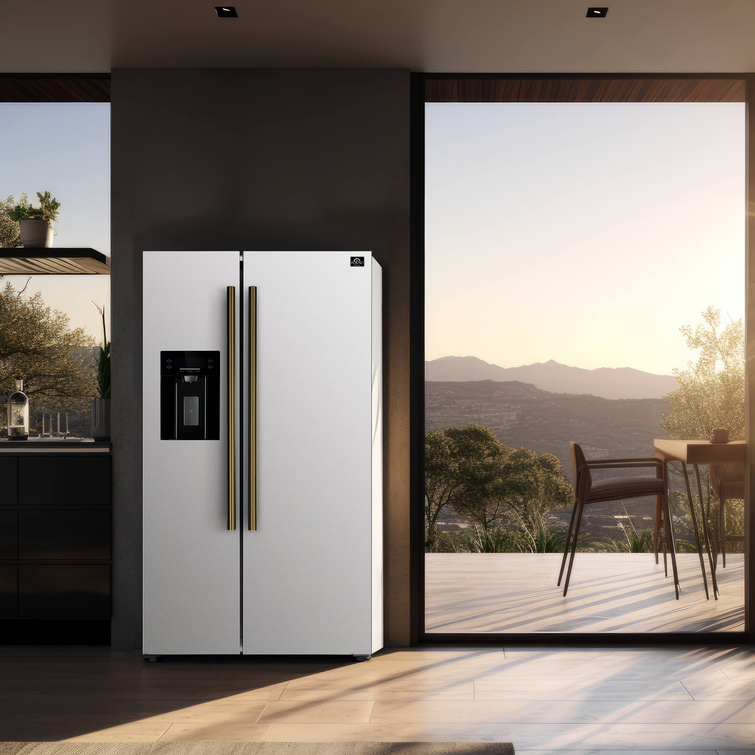 Alt View 11. Forno Appliances - Salerno 20 Cu. Ft. Side-by-Side Counter-Depth Refrigerator with Ice and Water Dispenser - White.