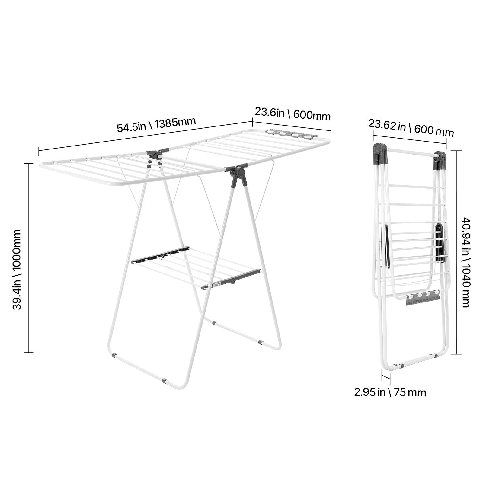 54.5 in | 1385 mm  
23.6 in | 600 mm  
23.62 in | 600 mm  
40.94 in | 1040 mm  
2.95 in | 75 mm  
2.95 in | 75 mm