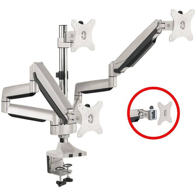 Front. SIIG Inc - SIIG Triple Monitor Aluminum Gas Spring Desk Mount - Full Motion Articulating Mount - Fits 13" to 32" - VESA Compatible - Silver.