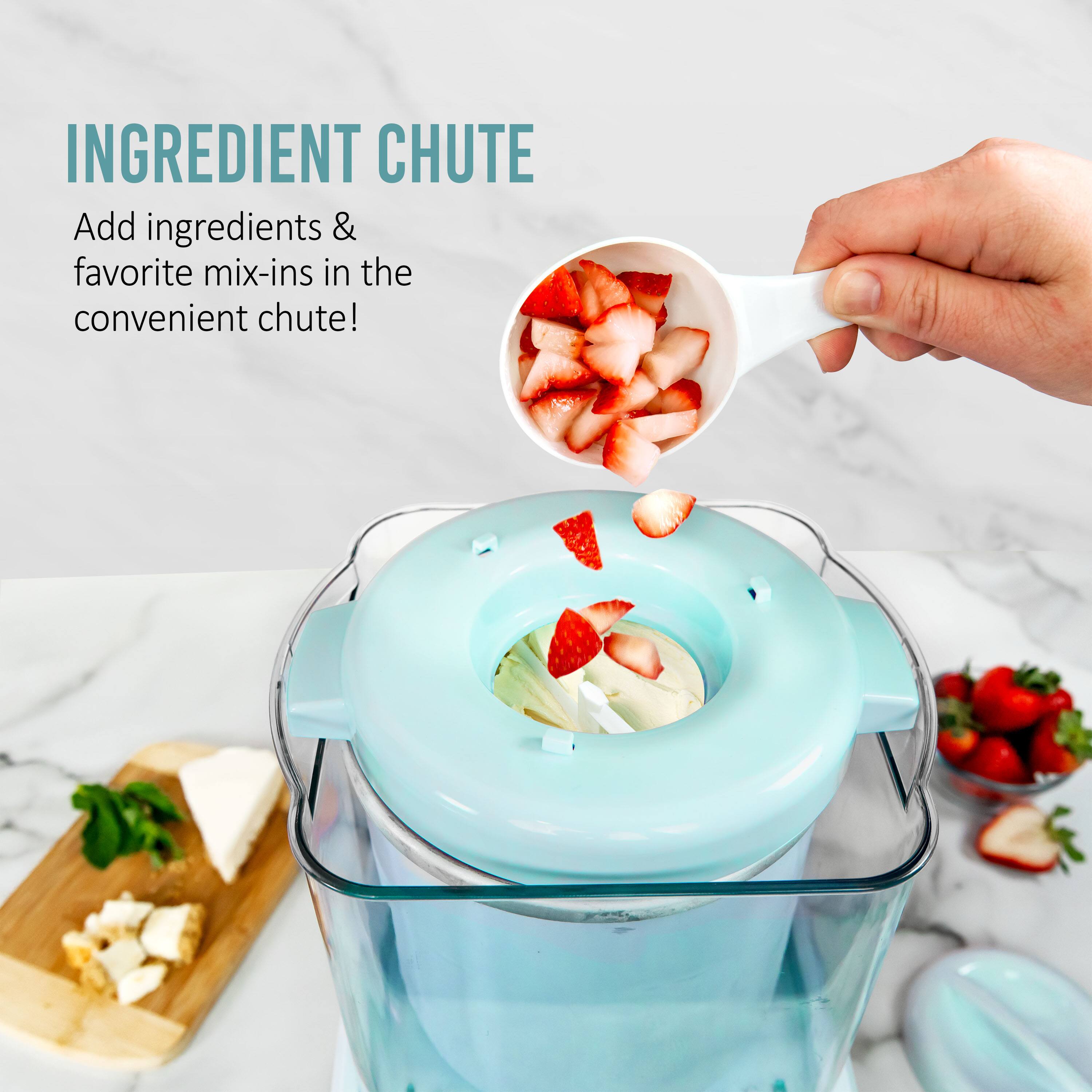 INGREDIENT CHUTE  
Add ingredients & favorite mix-ins in the convenient chute!