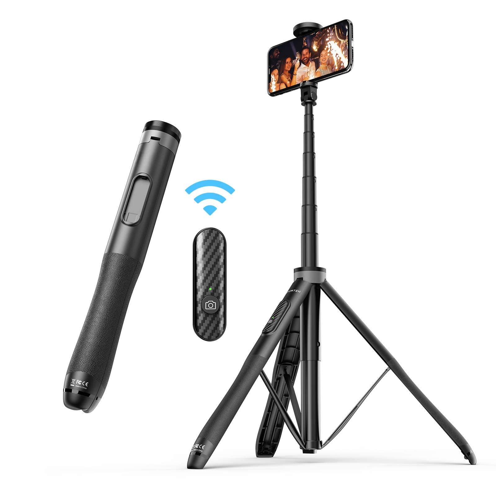 METALTON - Selfie Stick Tripod All In One Extendable Phone Stand With Remote Rotation For And Android Selfies Video Re - Black