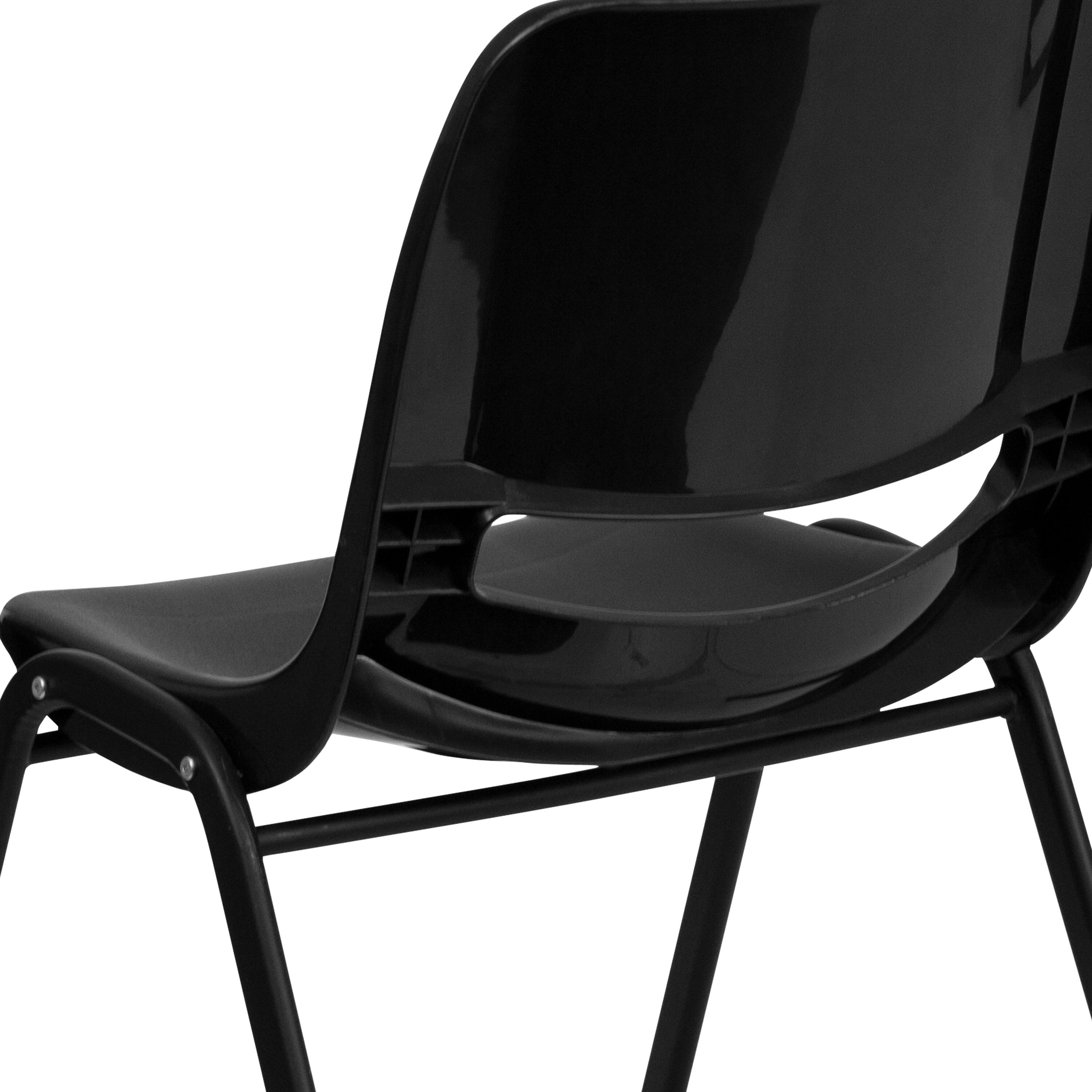 Alt View 9. Emma + Oliver - Ergonomic Kid's Shell Stack Chair - 12" Seat Daycare Home School - Black Plastic/Black Frame.