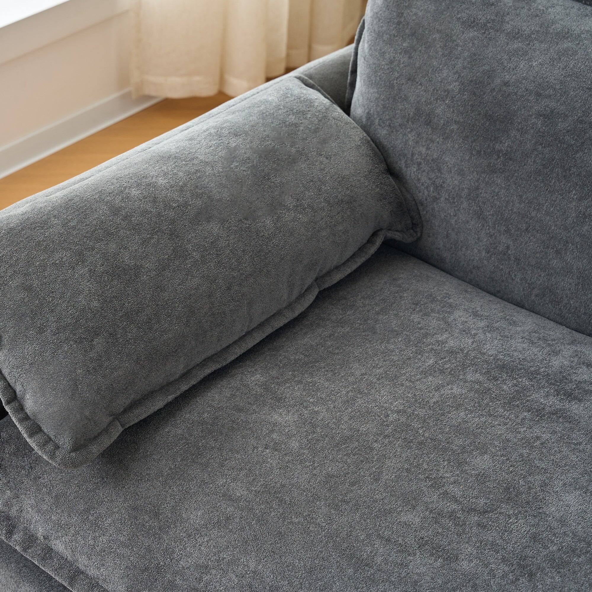 Alt View 3. Boyel Living - Modern Minimalist Grey Chenille Sofa with Side Storage Pockets 2-Seat - Grey.