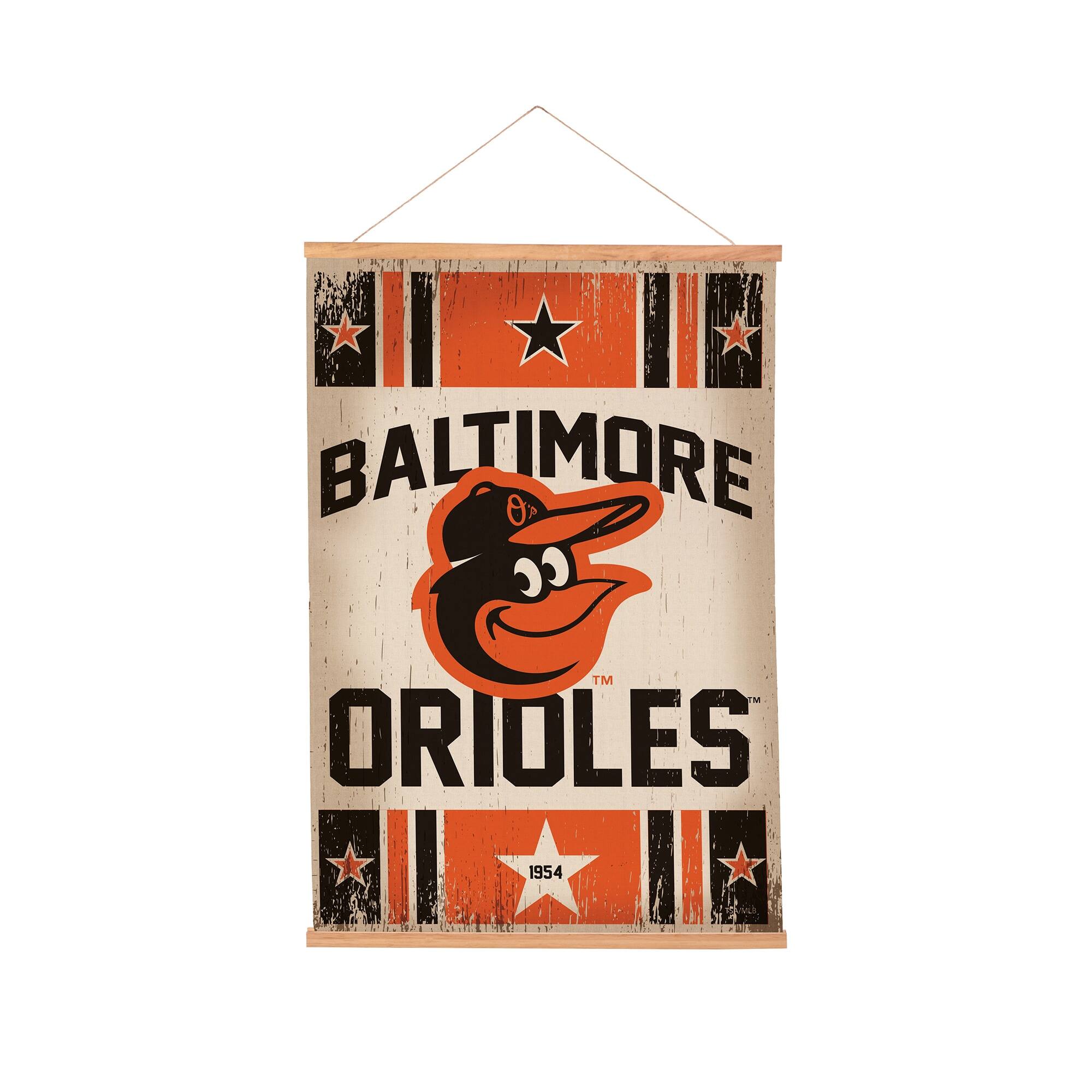 Baltimore Orioles 24" x 36" Antique Style Canvas Wall Art Tapestry with Wood Frame