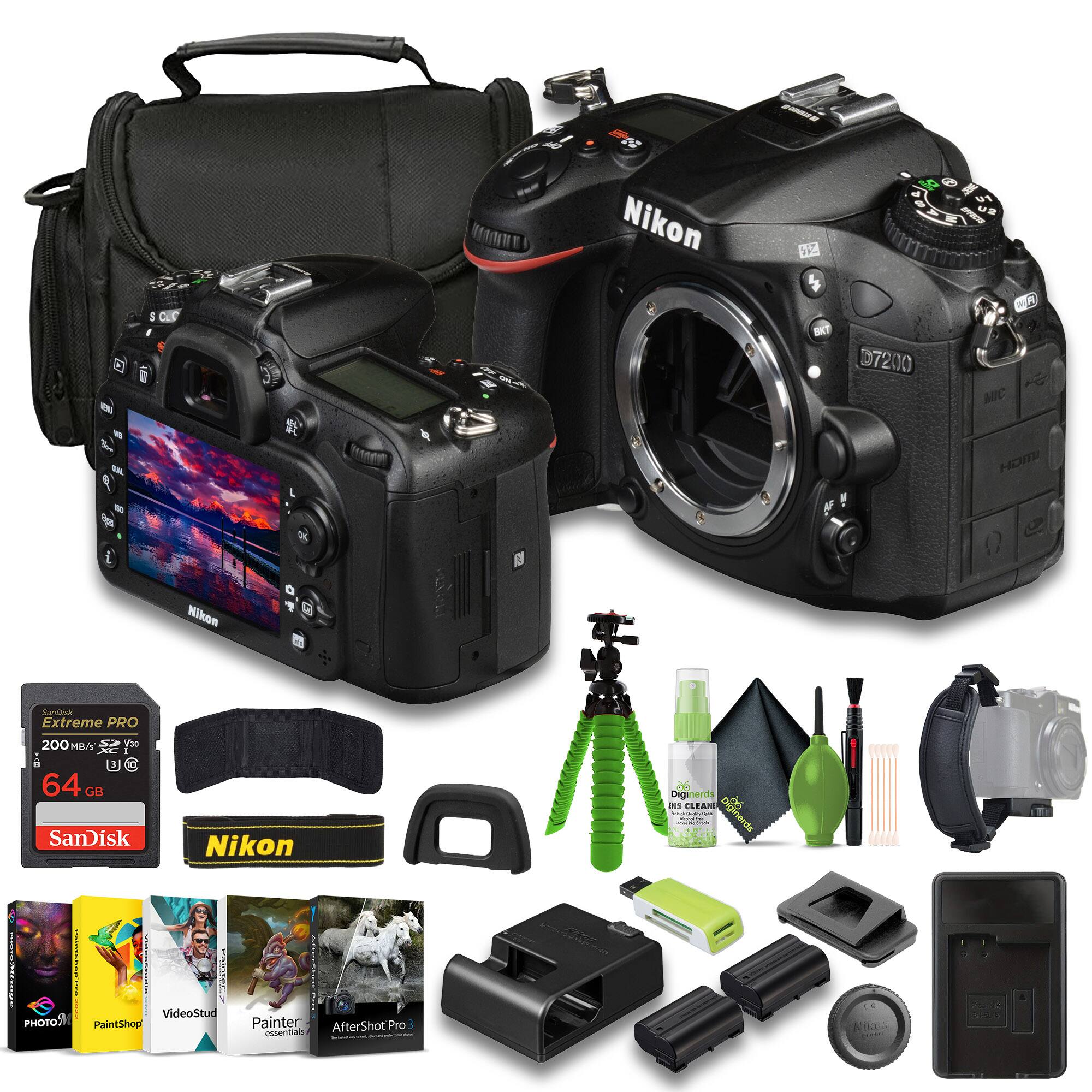 Nikon - D7200 24.2 MP DX-Format Digital SLR Camera (1554) Bundle - Black