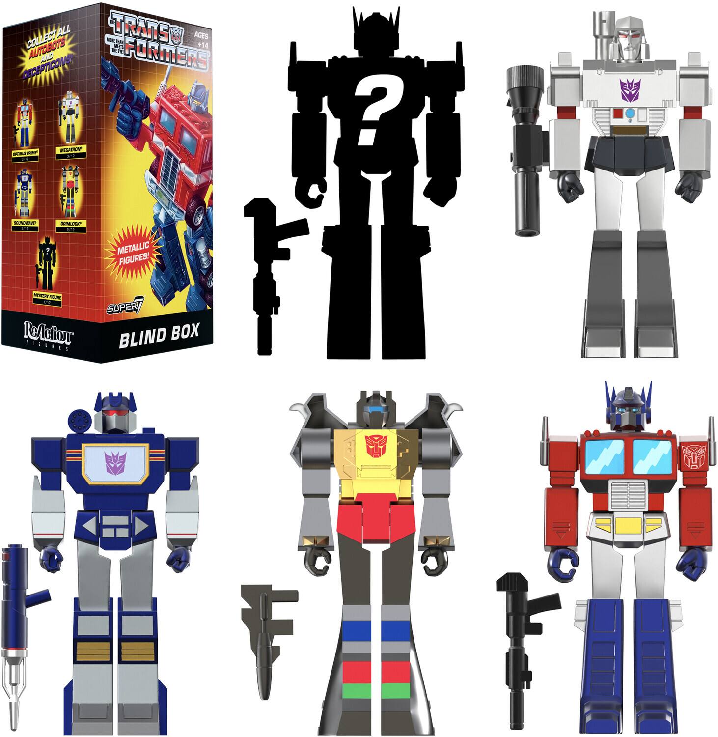 Transformers - ReAction Figure Blind Box Wv2 - Metallic 12Pc PDQ - COLLECTIBLES
