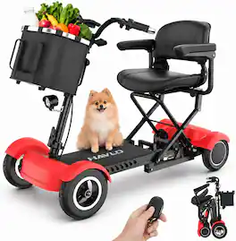 Eskute - Auto-Folding Mobility Scooter with Dual 350W Motors and Up to 15-Mile Range - Red