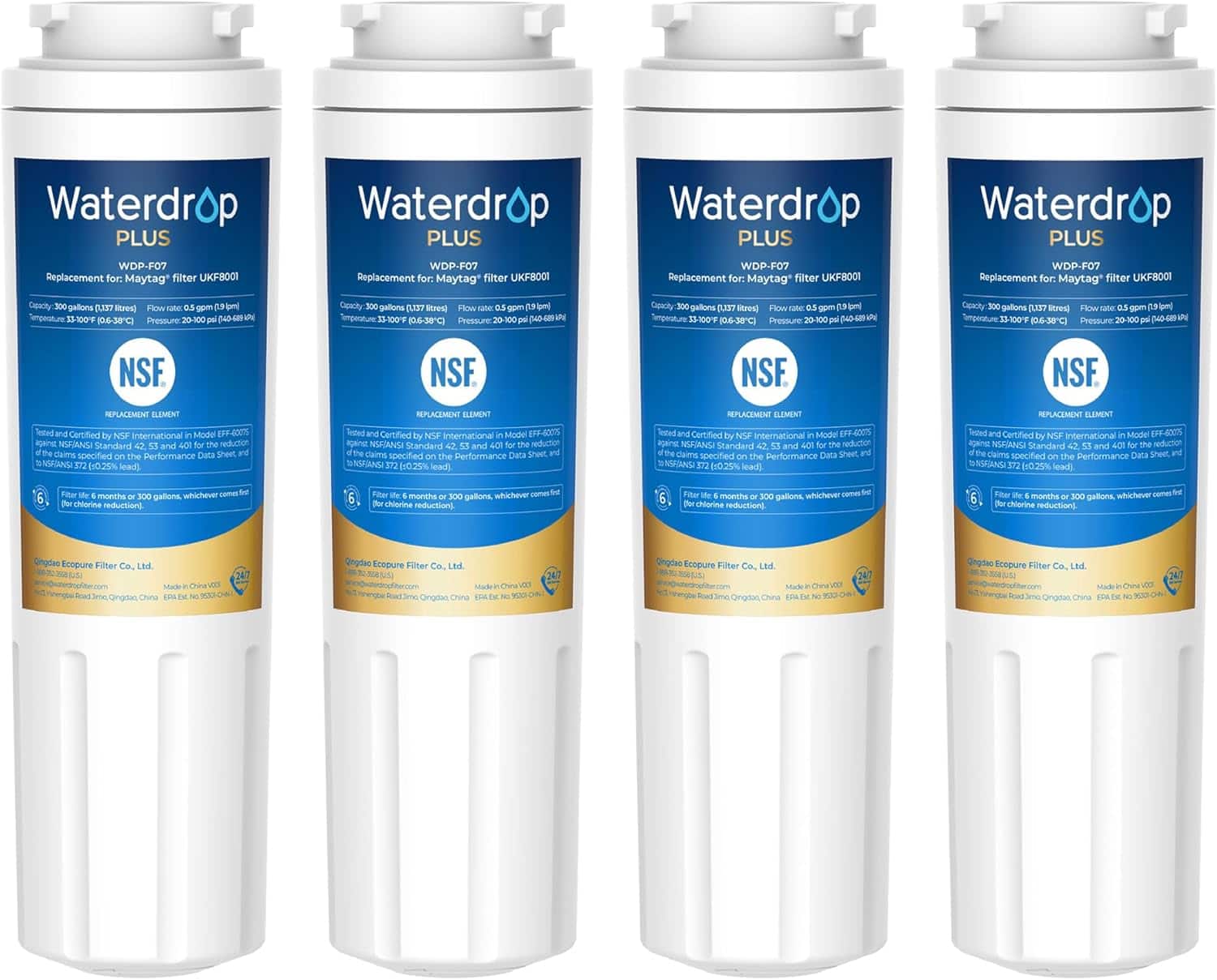 Waterdrop - WDP-F07 Refrigerator Water Filter 4-Pack - White