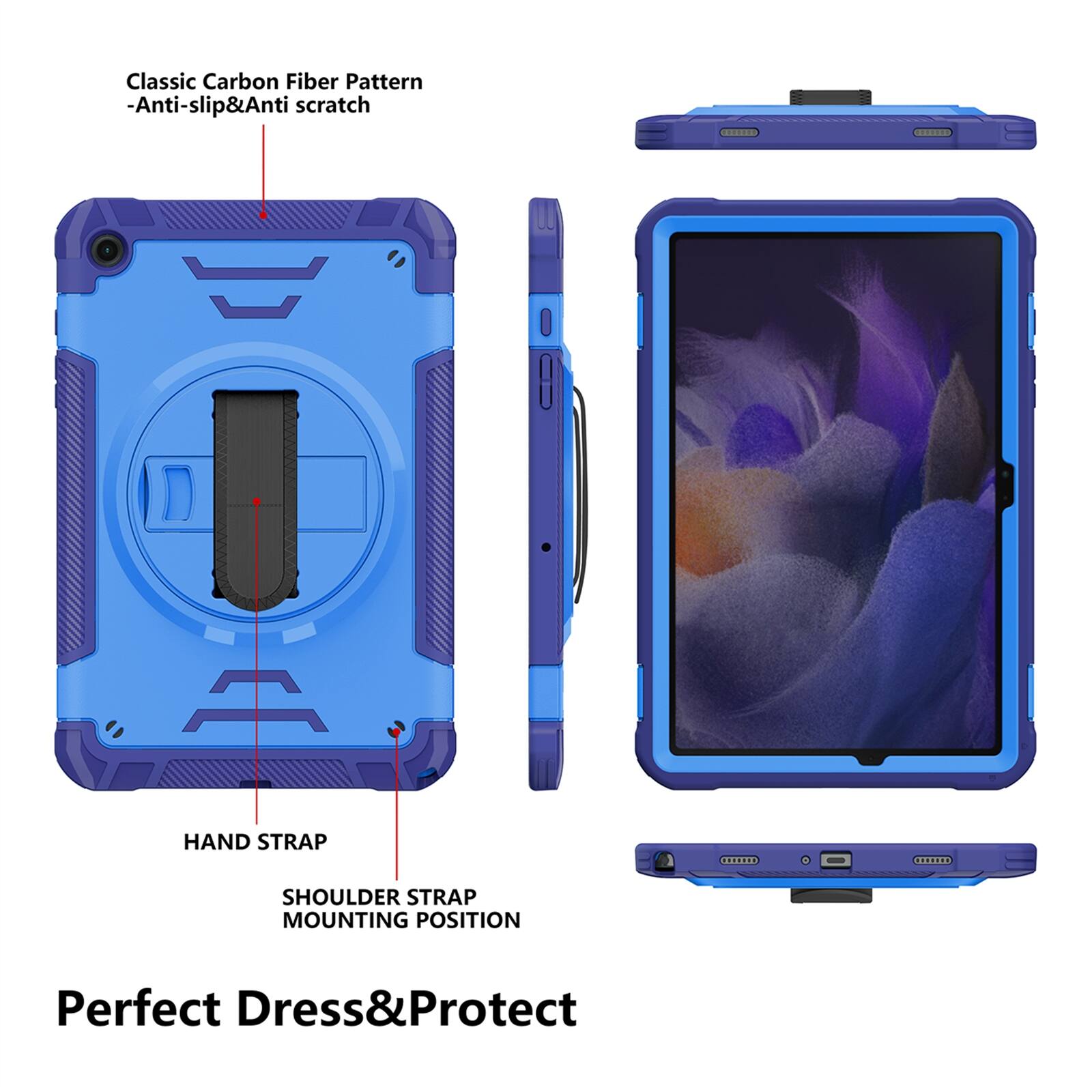 Classic Carbon Fiber Pattern - Anti-slip & Anti-scratch  
HAND STRAP  
SHOULDER STRAP MOUNTING POSITION  
Perfect Dress & Protect