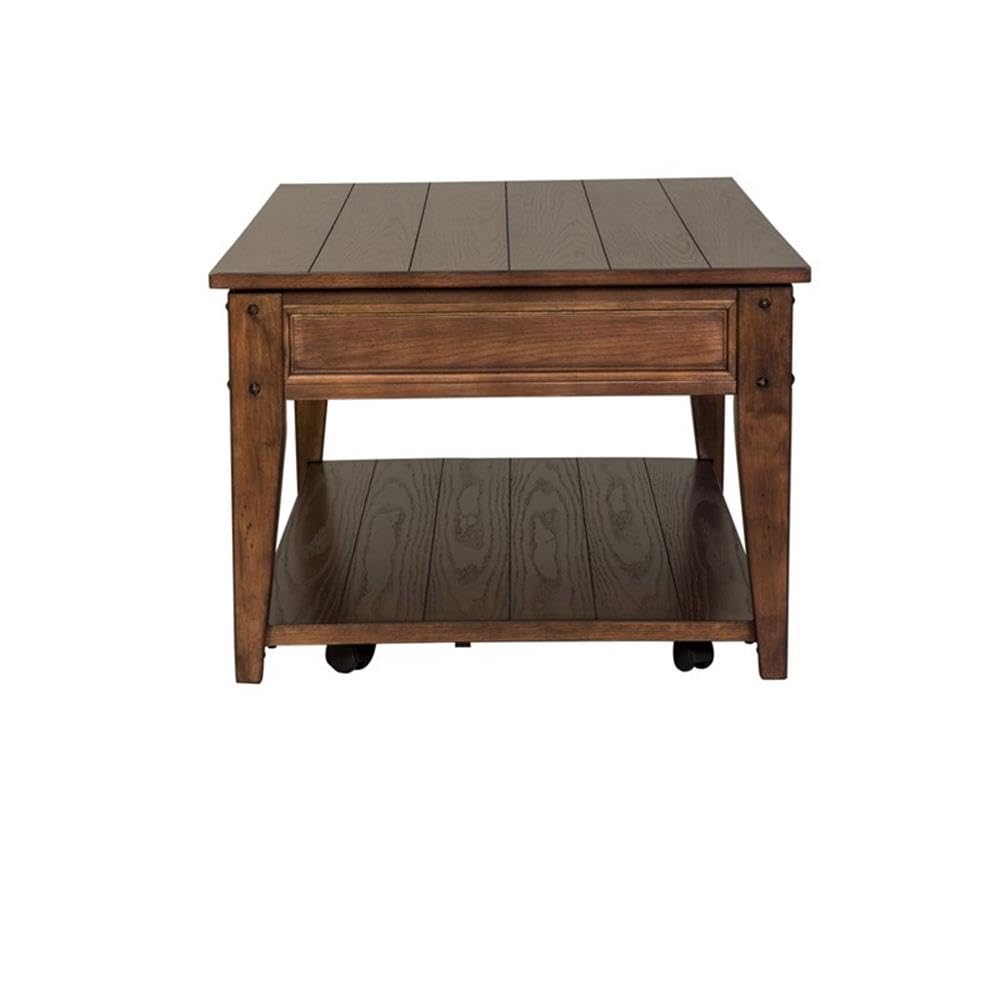 Alt View 2. Liberty Furniture Industries - Lake House Lift Top Cocktail Table in Rustic Brown Oak - Brown.