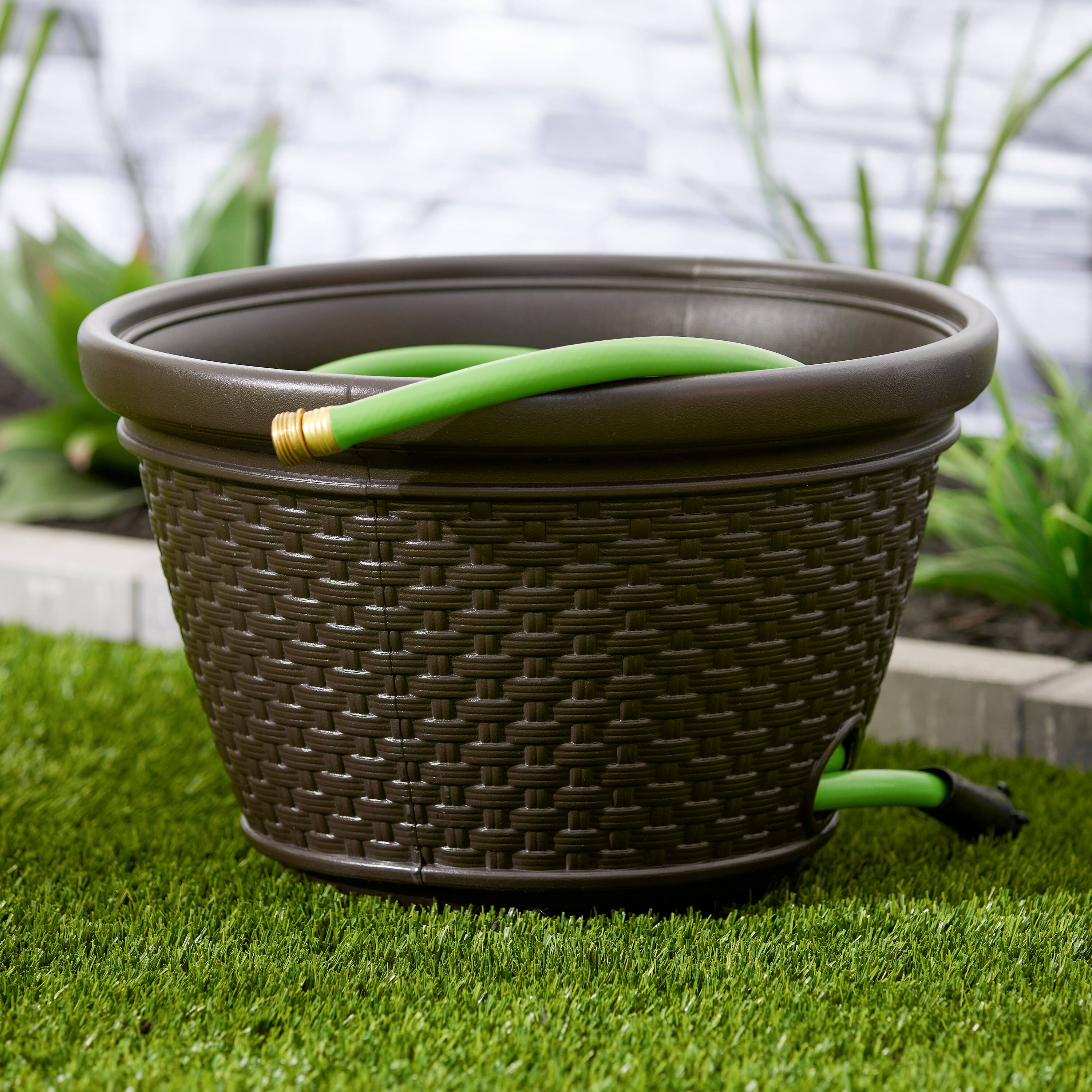 Alt View 3. Suncast - Suncast 100 Foot Resin Wicker Garden Water Hose Storage Holder Pot (2 Pack).