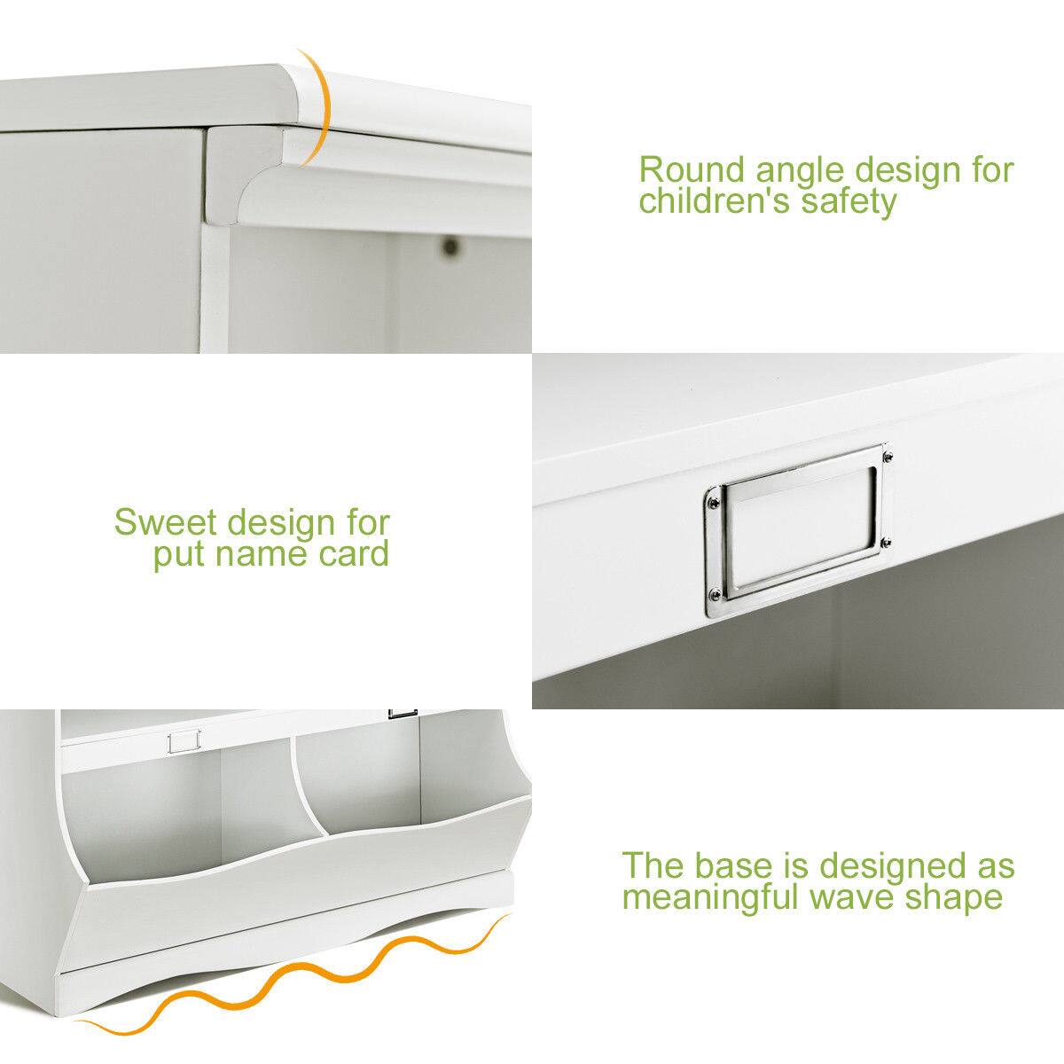 Round angle design for children's safety
Sweet design for put name card
The base is designed as meaningful wave shape