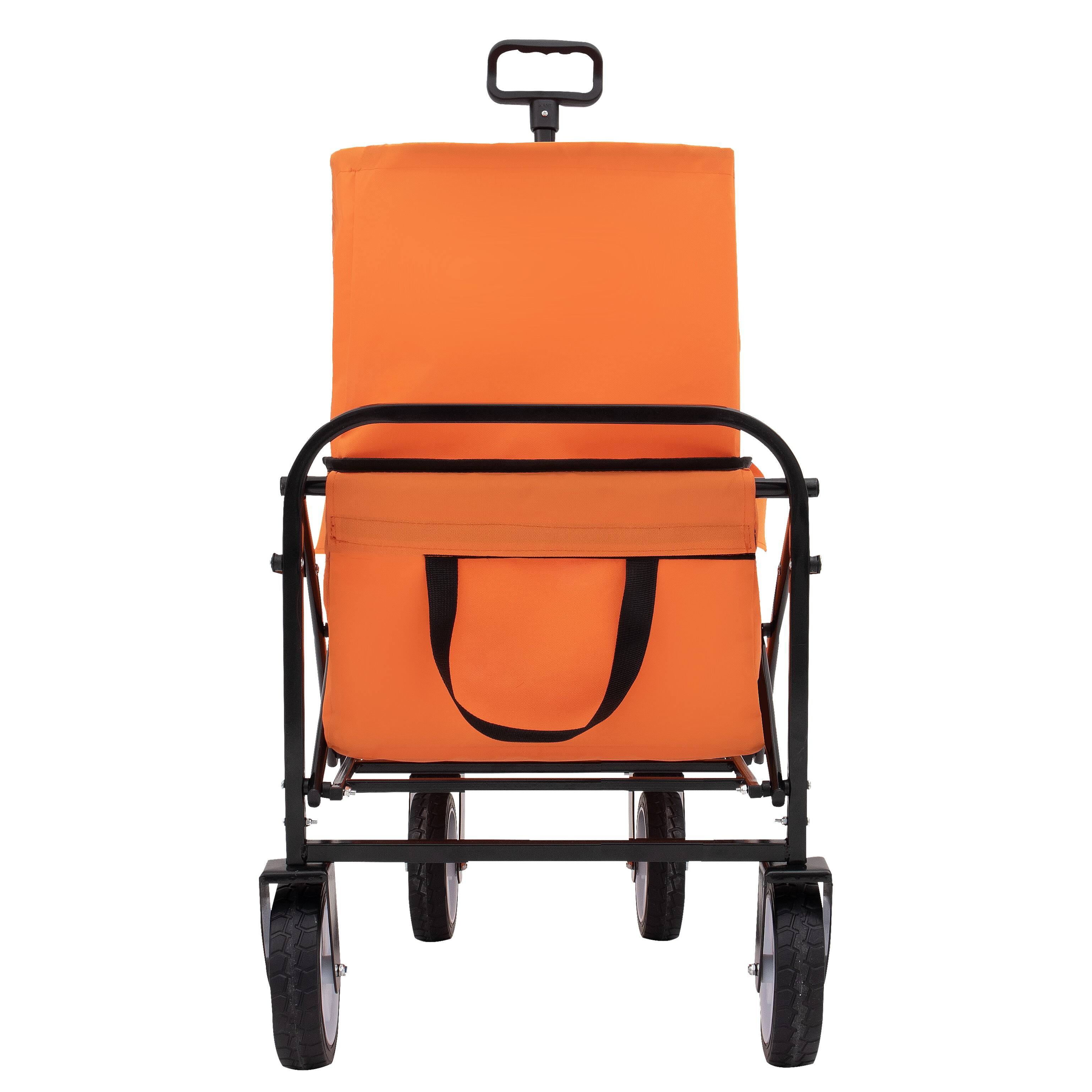Alt View 1. Mondawe - Extendable Collapsible Wagon Utility Carts w/ 225LBS Capacity, 360° Wheels - Orange.