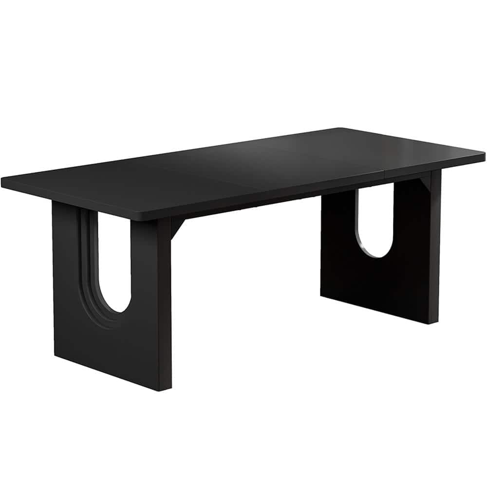 Kadyn - Study Writing Desk, Computer Desk,71" Executive Desk, Modern Computer Desk with Wood Double Pedestal Base - Black
