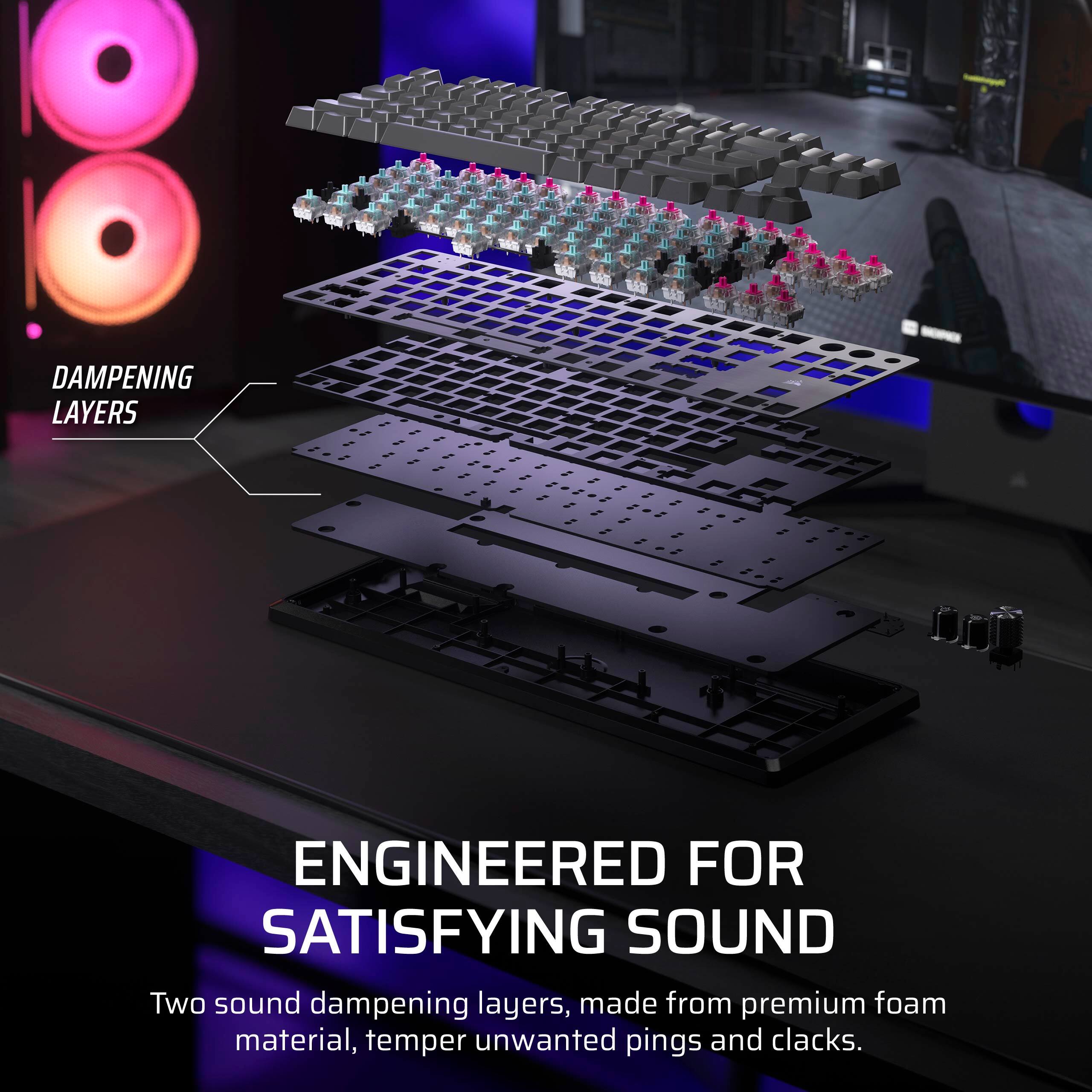 Engineered for Satisfying Sound. Two sound dampening layers, made from premium foam material, temper unwanted pings and clacks.