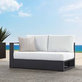 Tahoe Outdoor Patio Powder-Coated Aluminum Modular Left-Facing Loveseat by Modway - Gray White