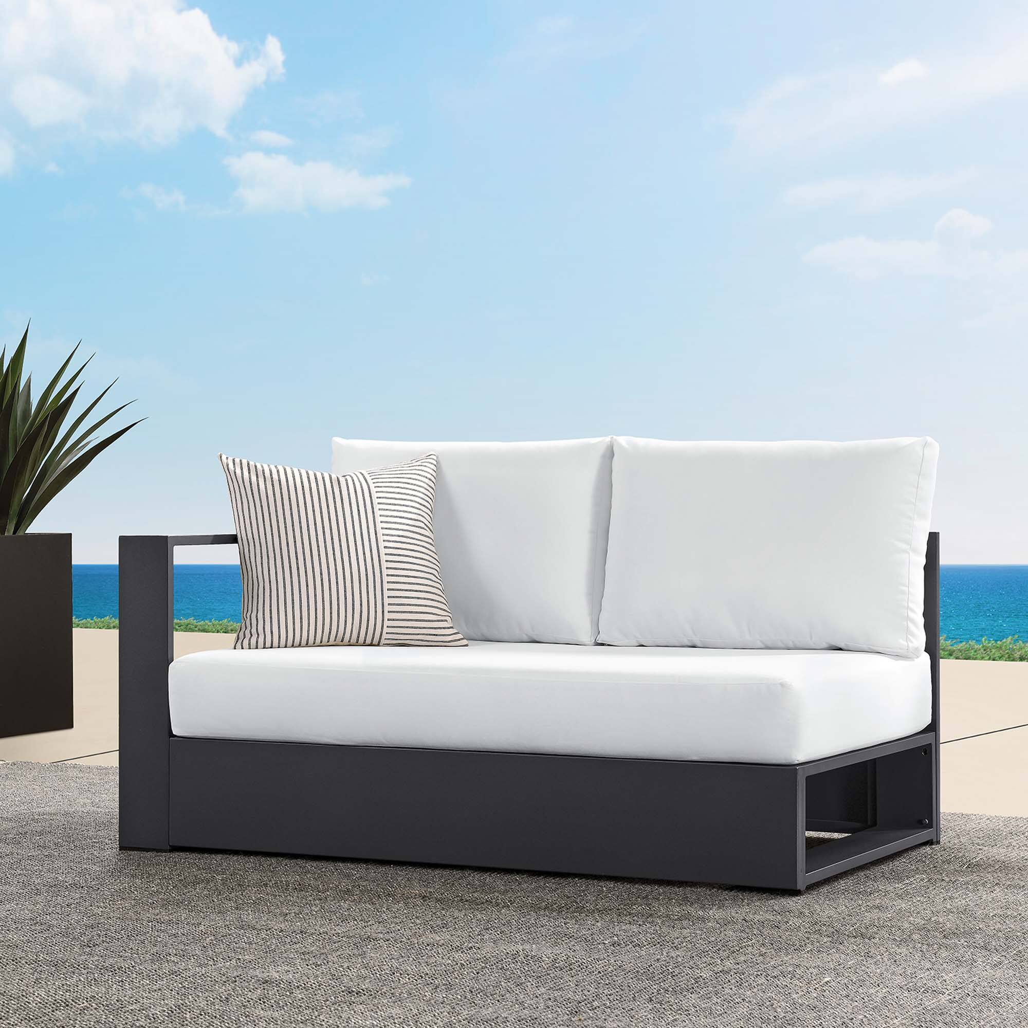 Front. Modway - Tahoe Outdoor Patio Powder-Coated Aluminum Modular Left-Facing Loveseat by Modway - Gray White.