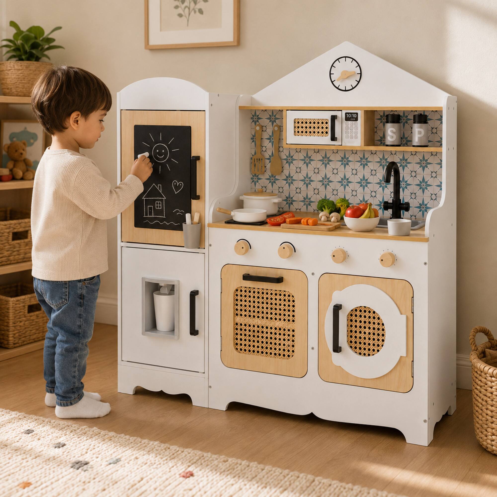 Angle. Teamson Kids - Large Play Kitchen Set and Ice Dispenser.