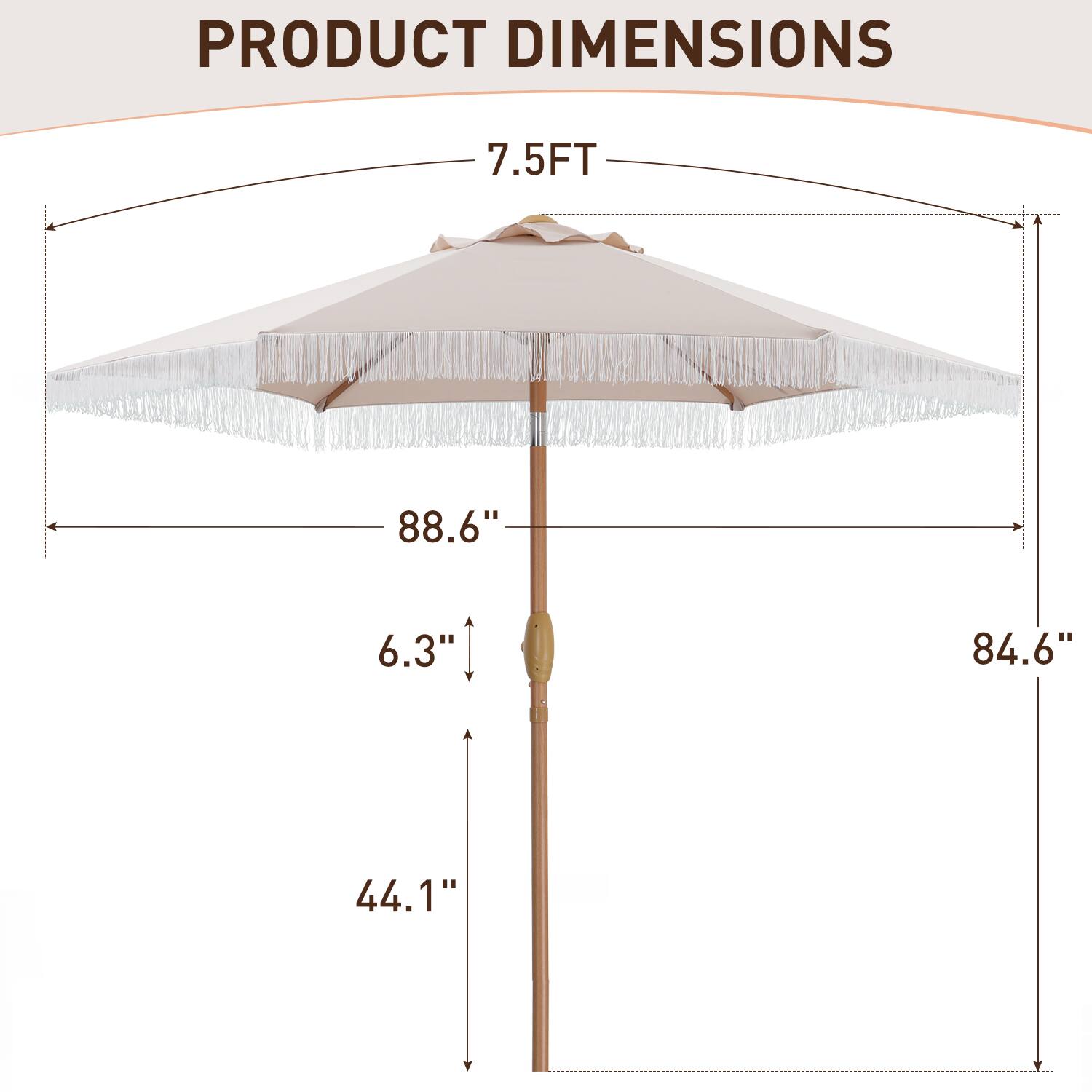 PRODUCT DIMENSIONS

7.5FT

88.6"

6.3"

84.6"

44.1"