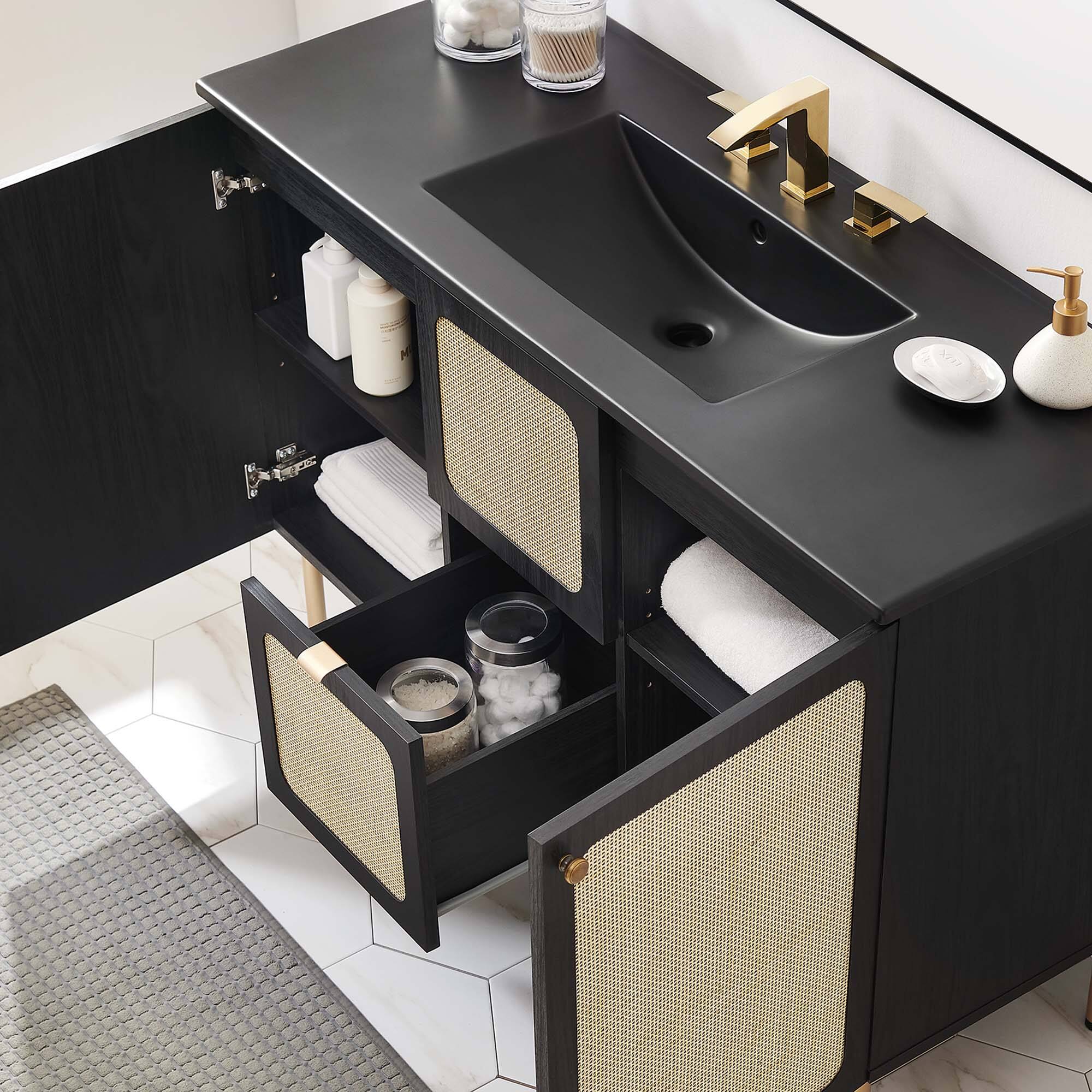 Alt View 1. Modway - Chaucer Bathroom Vanity with Black Basin Included by Modway - Black Black.