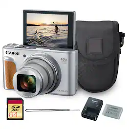 Canon - PowerShot SX740 HS Digital Camera Silver 40x Zoom 4K Travel Bundle