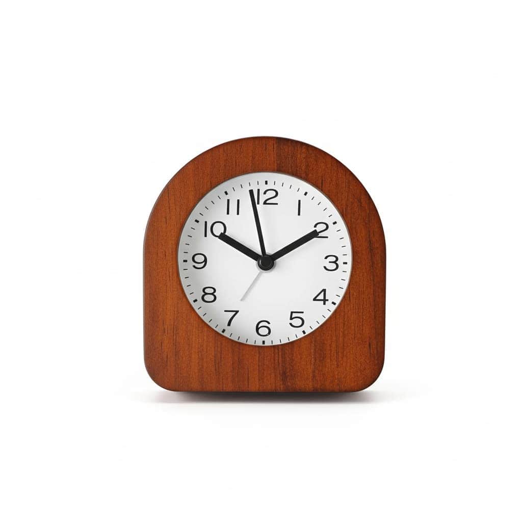 FINEAK - Silent Solid Wood Vintage Alarm Clock with Night Light, Snooze & Soft Alarm, Dark - Brown