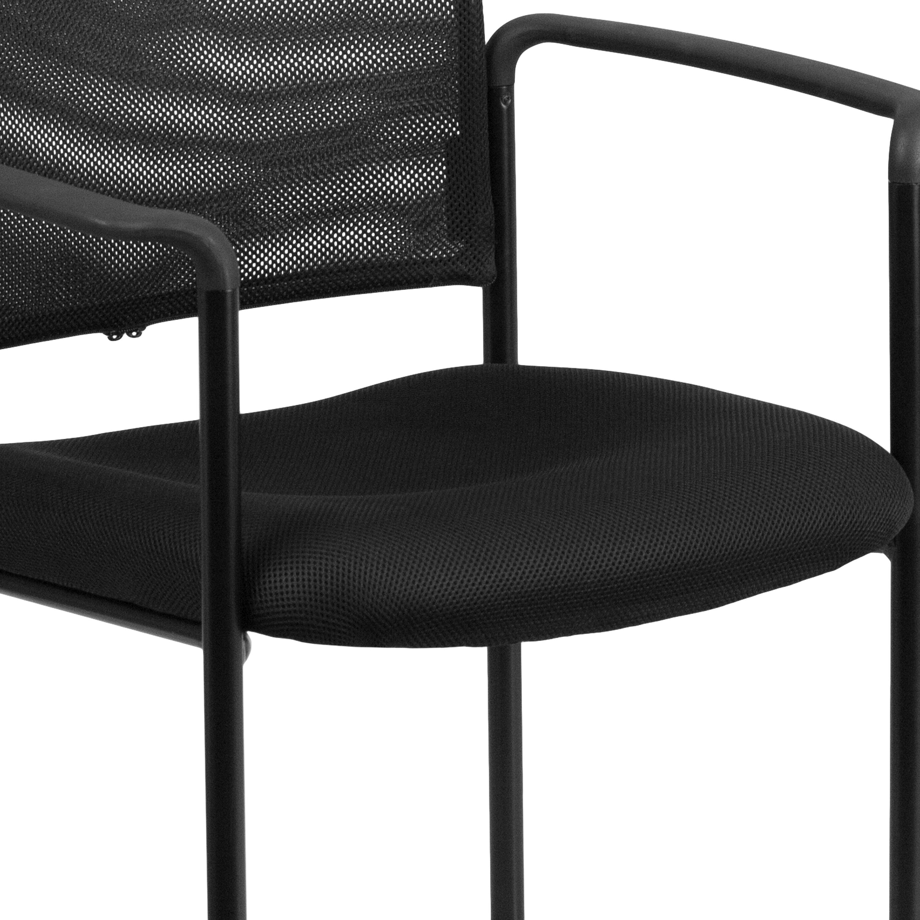 Alt View 9. Emma + Oliver - Mesh Comfortable Stackable Steel Side Chair with Arms - Black.