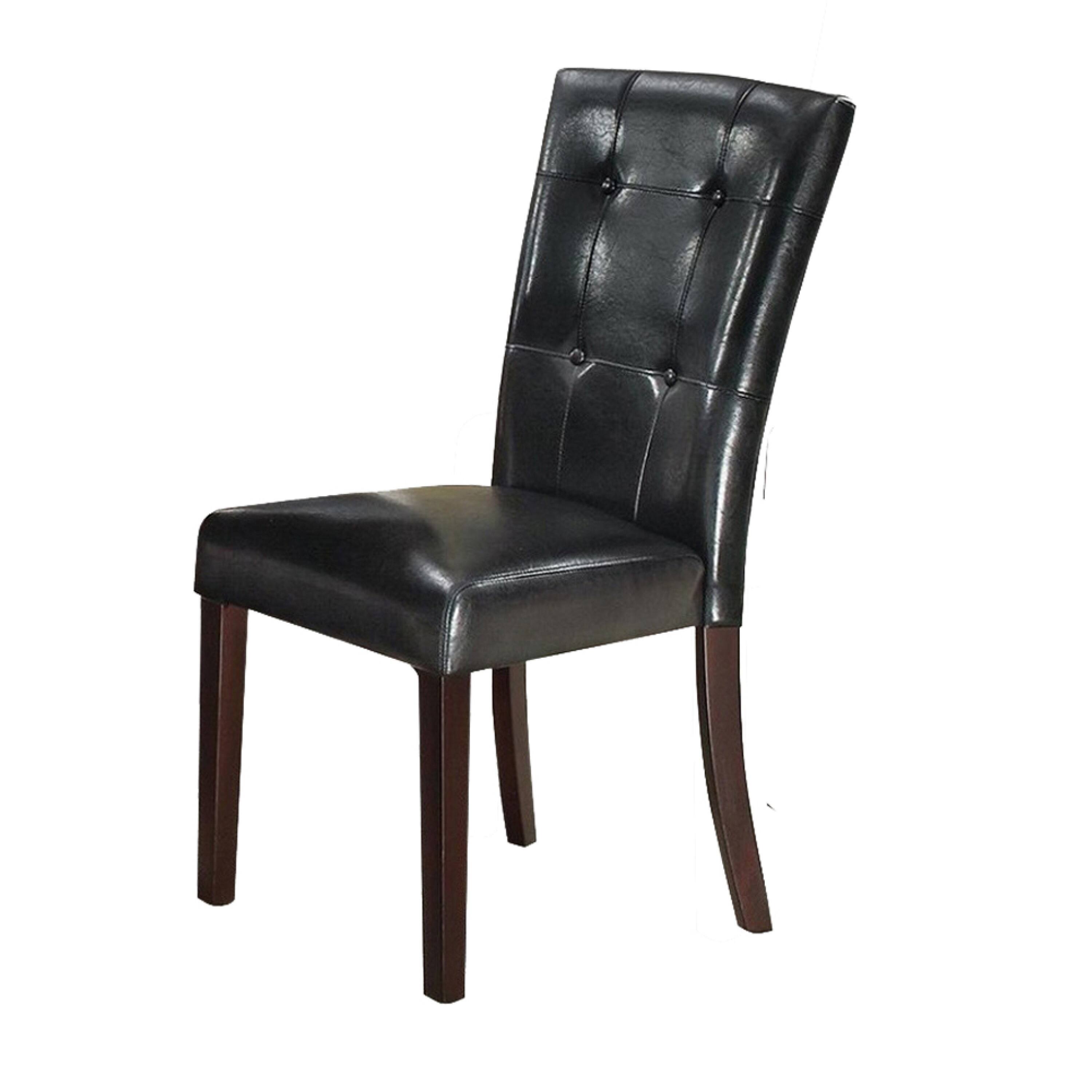 Alt View 2. Manhattan Lane - Dining Side Chair Set of 2, Button Tufted Black Faux Leather Upholstery - Black.