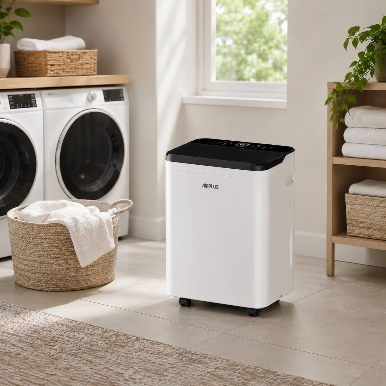 Back. Airplus - AIRPLUS 44-Pint Wi-Fi Dehumidifier AP25-2007EE with 4.8L Tank, 24H Timer, Drain Hose & Auto Defrost.