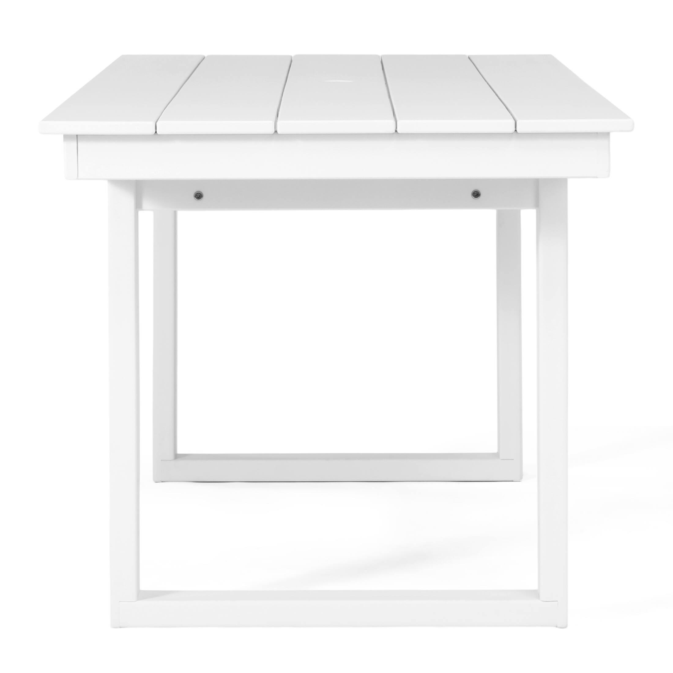 Back. WestinTrends - WestinTrends Paloma 68" Outdoor HDPE Modern Rectangular Patio Dining Table With Umbrella Hole - White.