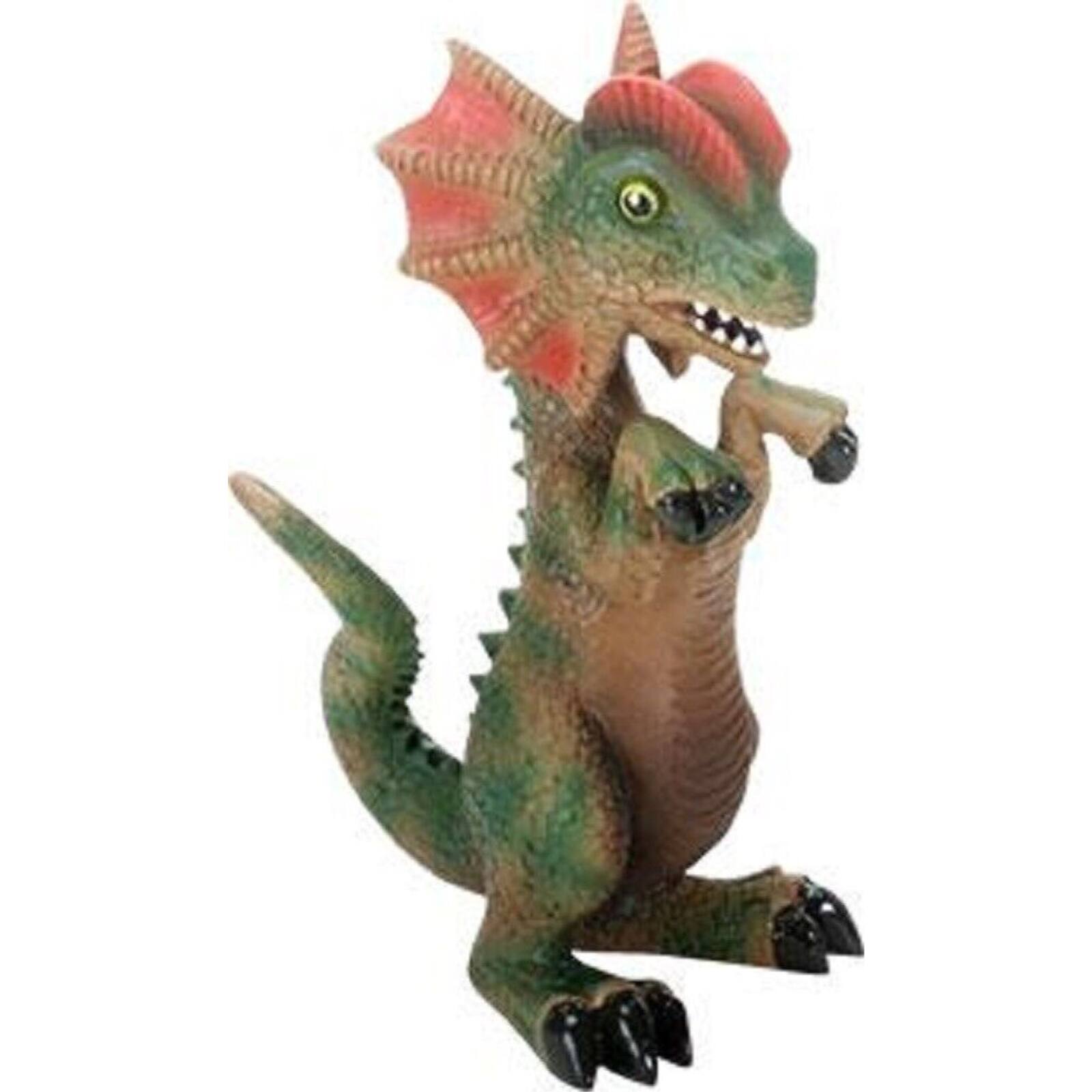 Angle. Pacific Trading - Dilophosaurus Dinosaur Figurine Jurassic Dino Collectible Decoration 4 Inch - Green.