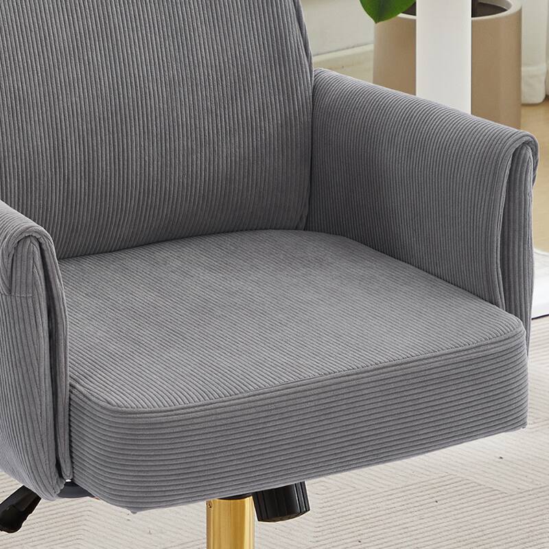 Back. Forest'nSky - Grey Mid-Back Liftable Office Chair, Ergonomic Striped Fabric Desk Chair for Work & Study - Grey.