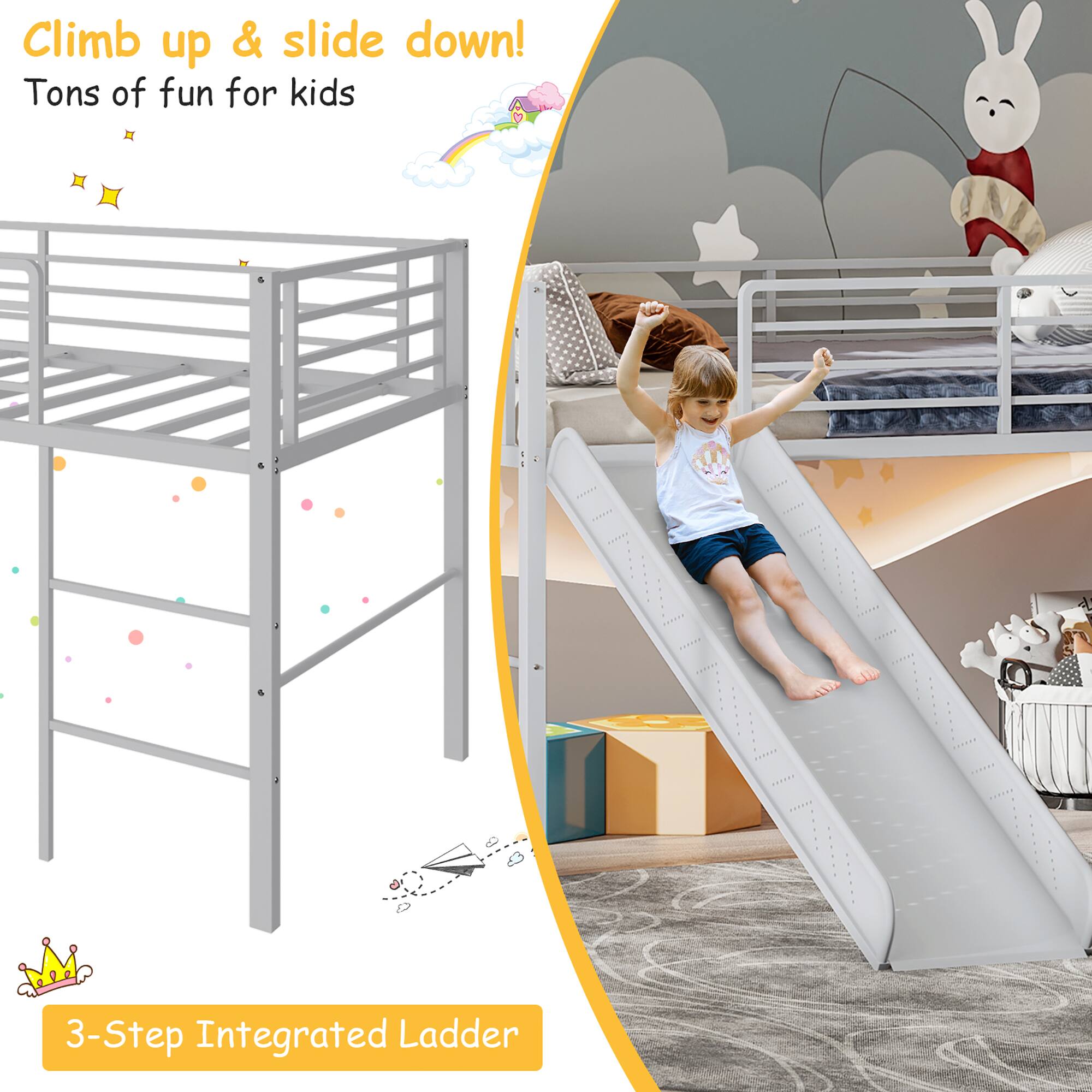 Climb up & slide down!  
Tons of fun for kids  

3-Step Integrated Ladder