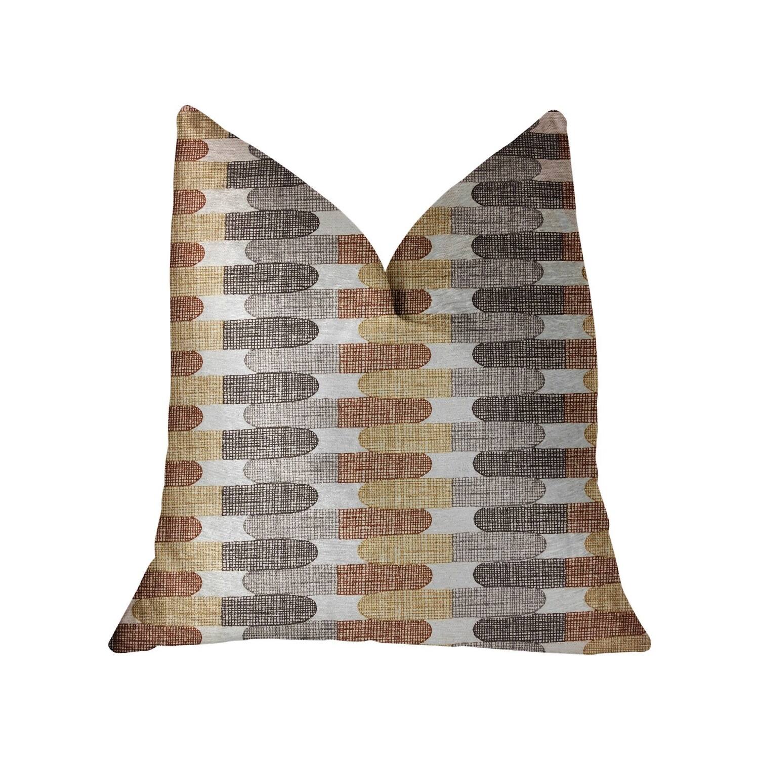 Front. Plutus Brands - Gladstone Tiles Luxury Throw Pillow - Double sided 16" x 16" - Multicolor.