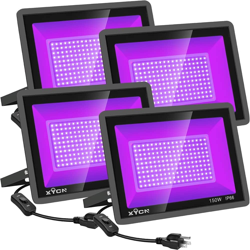 RTMB - "4-Pack 150W LED Black Flood Lights, 395-405nm UV, IP66 Waterproof for Outdoor Use" - 4pack 150w Led Black Light