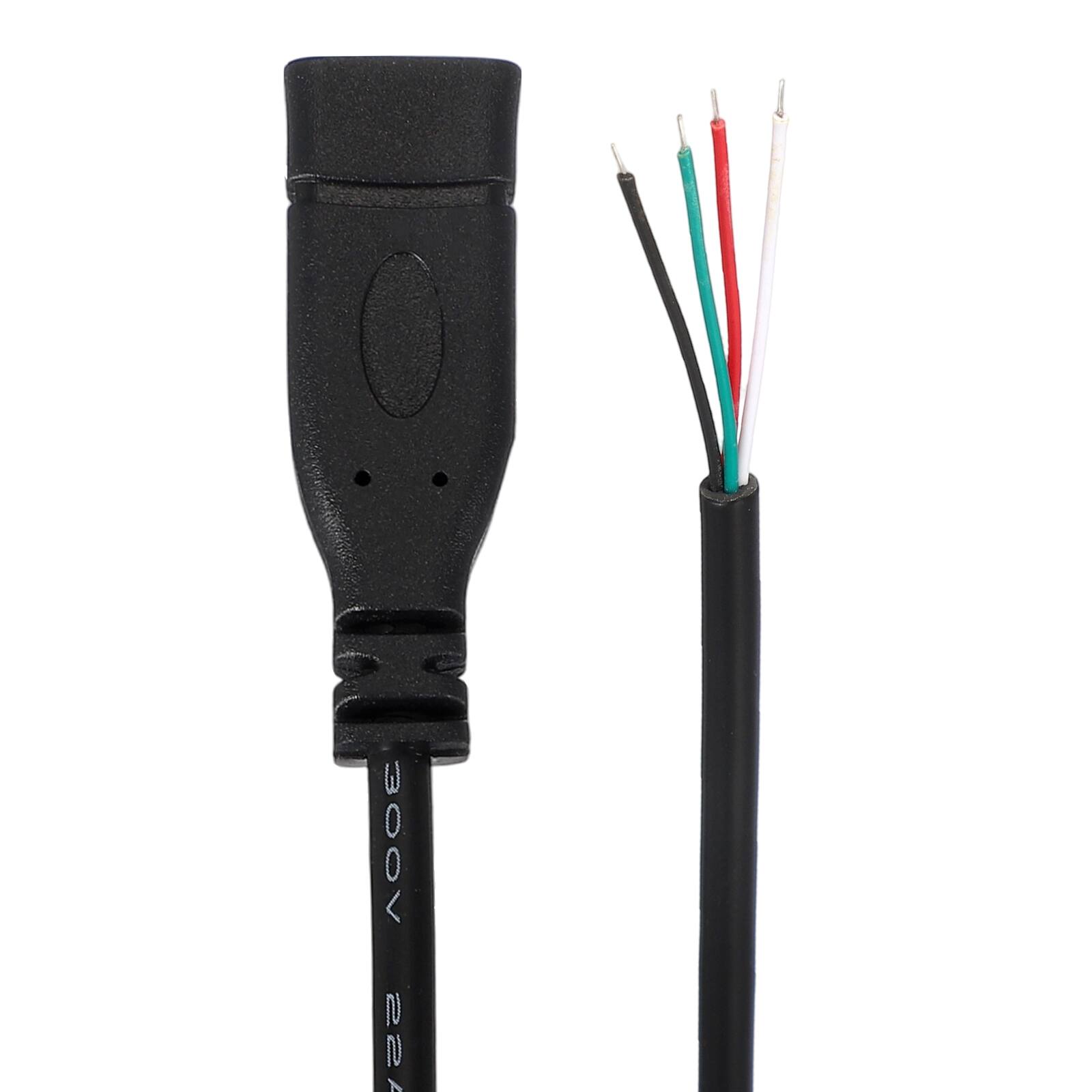 Front. Unique Bargains - USB C Female to 4-Pin Bare Wire Pigtail, 28AWG 12V 3A, for DIY Keyboard/Fan Repair, 4pcs - Black.