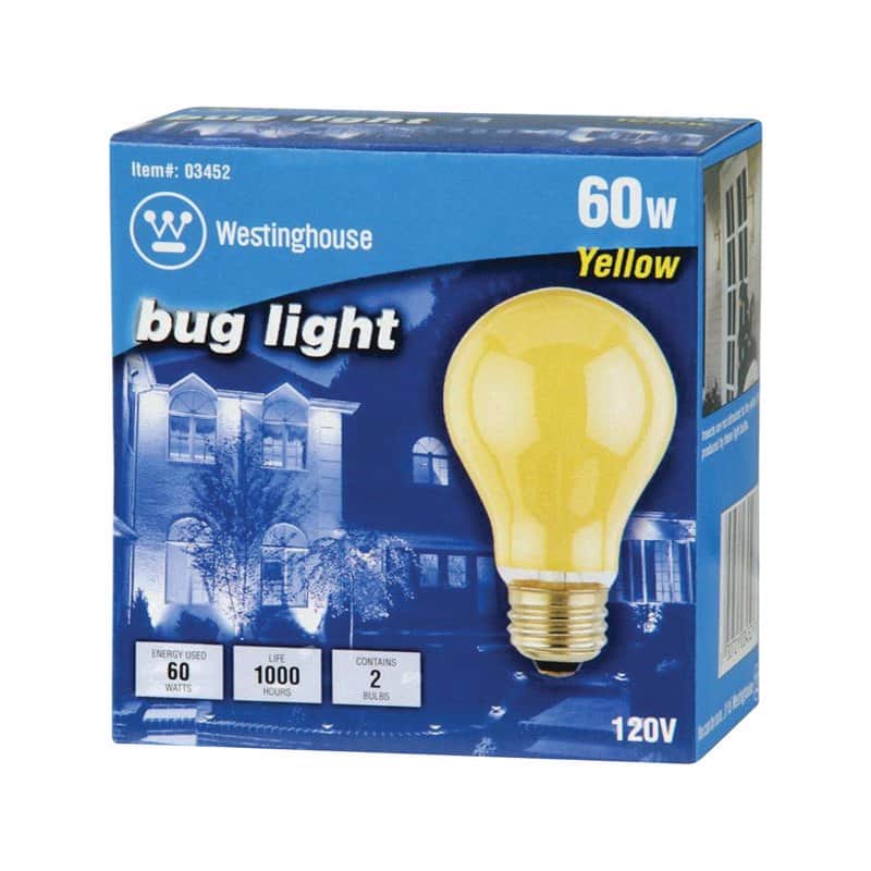 Westinghouse - 60 W A19 A-Line Incandescent Bulb E26 (Medium) Yellow 2 pk